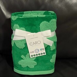 CARO HOME St Patricks Shamrock Hand Towels, Set of 2